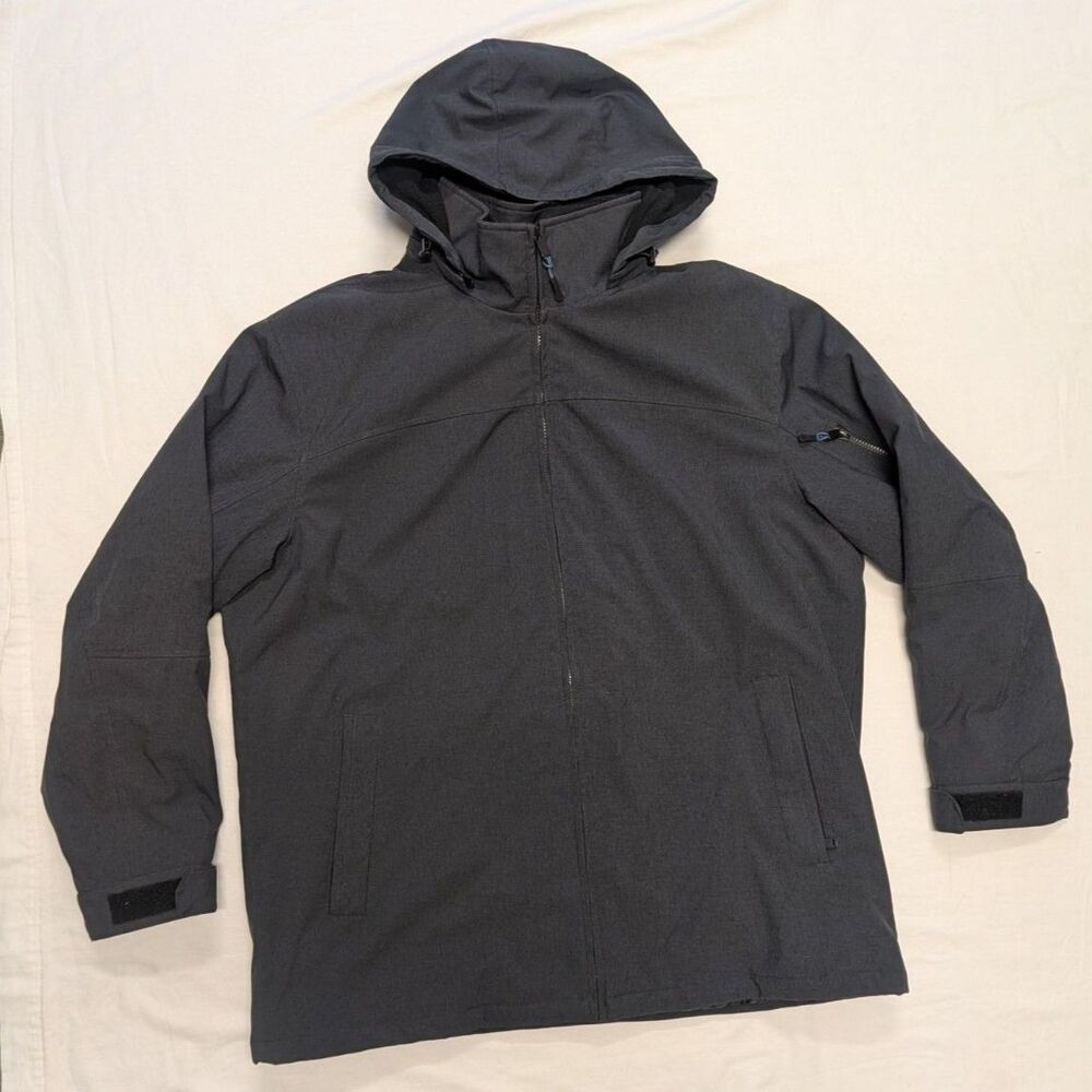 Weatherproof Mens XXL Dark Gray Softshell Jacket Detachable Hood Double Zip
